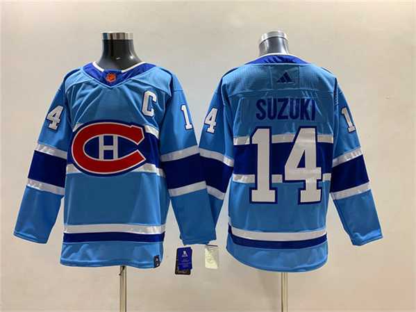 Mens Montreal Canadiens #14 Nick Suzuki 2022-23 Reverse Retro Stitched Jersey->montreal canadiens->NHL Jersey